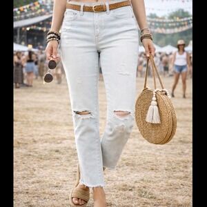 Gap 1969 Authentic Best Girlfriend Jeans Light Wash Distressed Blue Denim 30r